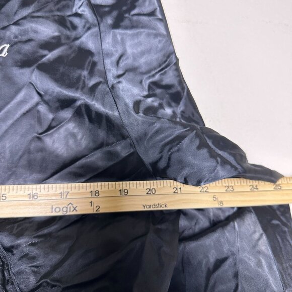 VTG Don Alleson Bomber Satin Varsity Jacket Women M Black "Lisa" 90s Button Up - Picture 4 of 15